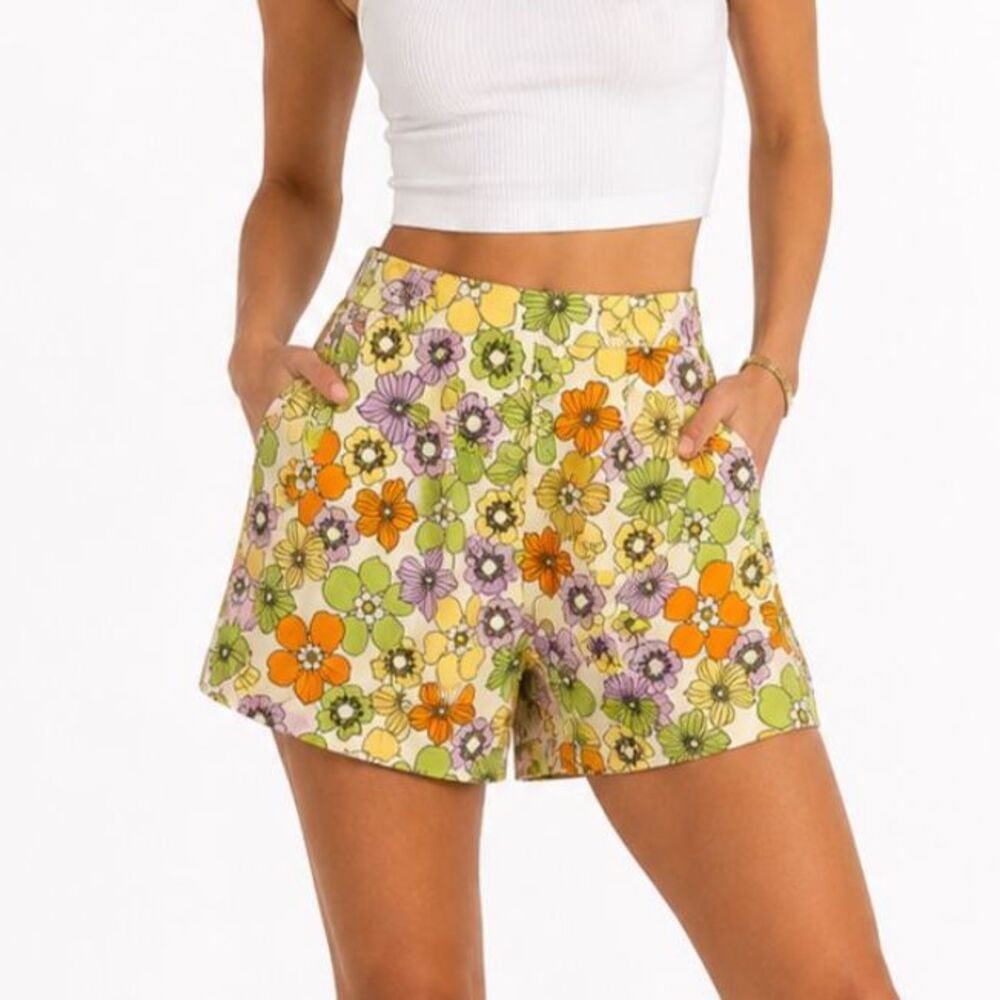 Zara Retro Floral High-Waisted Shorts XS | Mod Daisy Print A-Line Summer Shorts